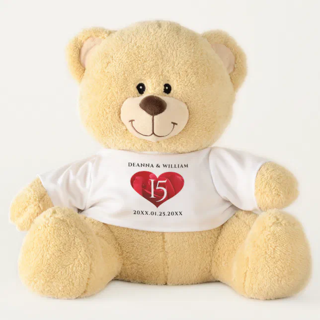 Elegant 15th Rose Wedding Anniversary Celebration Teddy Bear