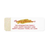 Merry Christmas Gold Tree Foil Brush Holiday Label