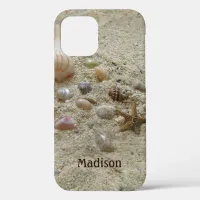 Beach Sand and Sea Shells Add Your Name iPhone 12 Case