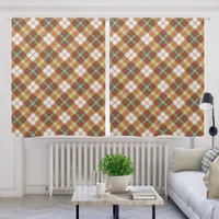 Elegant Brown and White Checkered Pattern Blackout Curtains