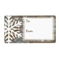 Rustic Wood and Snowflakes To and From Label