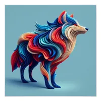 Multi-colored abstract wolf poster