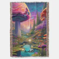 Psychedelic Mushroom Fantasy Throw Blanket