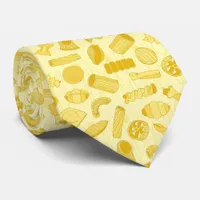 Trendy Italian Chef Cartoon Pasta Shapes Pattern Neck Tie