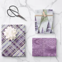 Purple Green Christmas Patterns #2#8#32  ID1009 Wrapping Paper Sheets