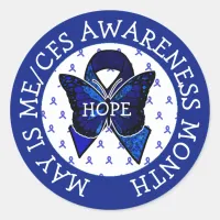 ME/CFS Syndrome Awareness Ribbon Butterfly Classic Round Sticker