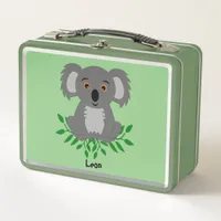 Cute koala with eucalyptus  metal lunch box