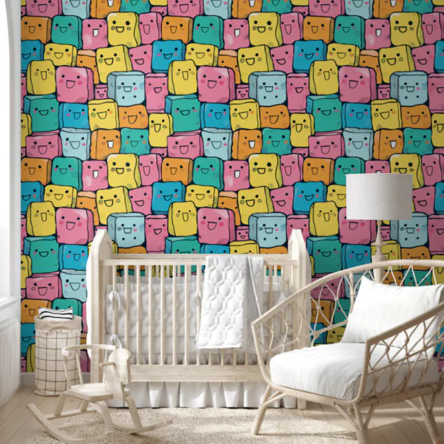 Cute Colorful Happy Smily Murshmallow Pattern Wallpaper