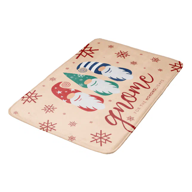 Hygge Christmas Gnome for the Holidays Snowflakes Bath Mat