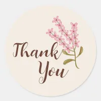 Wildflower Thank You Simple Pretty Pink Botanical Classic Round Sticker