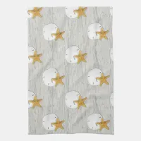 Sand Dollar and Starfish on Driftwood Hand Towel