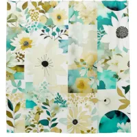 Pretty Folk Art White and Turquoise Flowers