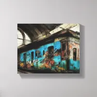 Abandoned Train with Graffiti Urban Street Art Canvas Print