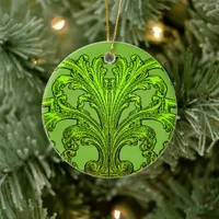 Unique Vintage Swirl Ombre Green Design Ceramic Ornament