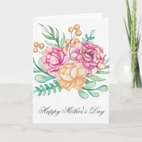 Pretty Watercolor Florals Mothers Day Card