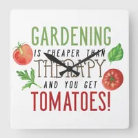 Gardening is better than therapy typography square wall clock