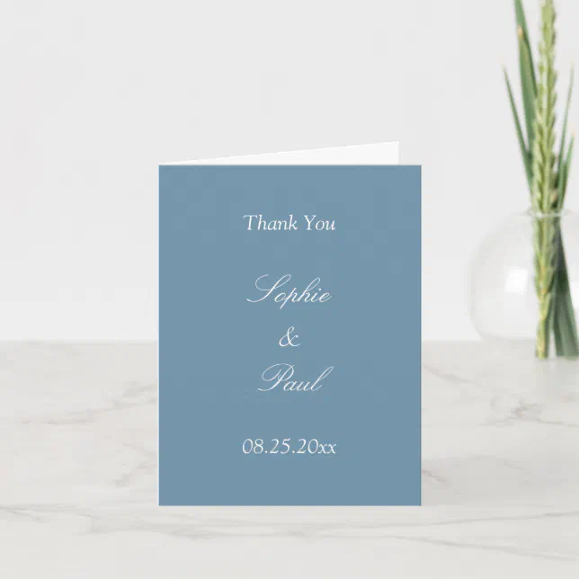 Dusty Blue Wedding Thank You Card