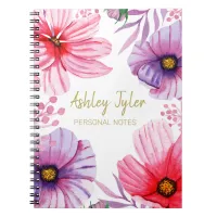 Pastel Pink floral girly cute personalized Notebook