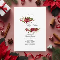 Watercolor Floral Christmas Wedding Shower Invitation