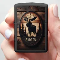 Moose Silhouette Wooden Sign Zippo Lighter