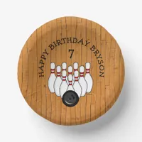 Personalized Bowling Themed Birthday  Age and Name Paper Bowls