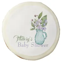 Personalized Purple Sweet Pea Flowers Baby Shower Sugar Cookie