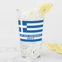 Happy Greek Independence Day Greek Flag Glass