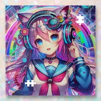 Glitchcore Colorful Anime Girl Artwork  Jigsaw Puzzle