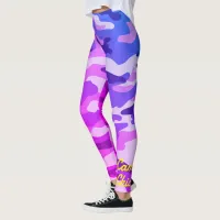 Girly Camouflage Pinks/Blues Monogram in Yellow | Leggings