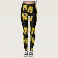 Golden Castles Epic Themed Pattern Design Art Leggings