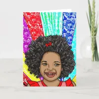 Happy Curls | Digital Art | Laughing Girl Card