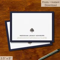 Professional Golden Tree Logo Business Note Cards