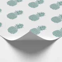 Girly Teal Glitter Pineapple Pattern Wrapping Paper