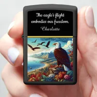 Eagle soaring over coastal sunset zippo lighter