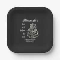 Black Gothic Mermaid Last Sail Bachelorette Party Paper Plates