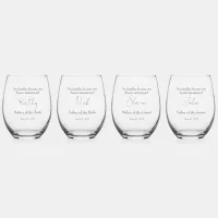 Elegant Floral Embrace Wedding Stemless Wine Glass