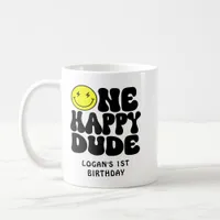 Smile Face One Happy Dude Boy 1st Birthday Coffee Mug