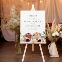 Modern Pumpkins Country Fall Wedding Welcome Sign