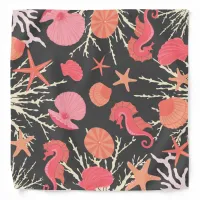 Seashell, Starfish and Seahorse Pink Grey Bandana