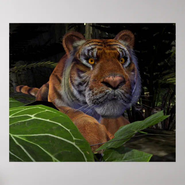 Tiger Crouching in the Jungle Poster