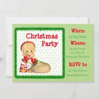 Red and Green Elf  Christmas Party Invitation