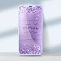 Royal Purple Glitter Amethyst Foil 50th Birthday Invitation