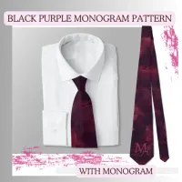 Black Purple Monogram Neck Tie