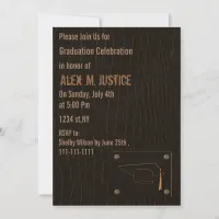 classy brown leather Graduation party Invitation