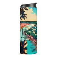 Beautiful Comic Pop Art Style Beach Scene Thermal Tumbler