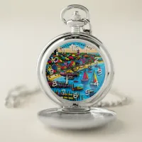 Martha's Vineyard | Colorful Abstract Art Pocket Watch