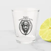 Engraved Bison Buffalo Head in Circular Design Shot Glass