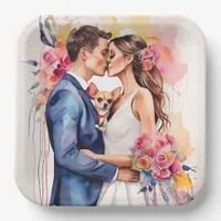 Beautiful Wedding Couple with Cute Funny  Paper Plates