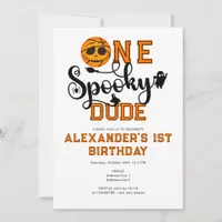 One Spooky Dude Basketball Boys Rad Kids Birthday Invitation