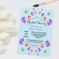 Cute Boho Pastel Watercolor Foliage Bridal Shower  Invitation